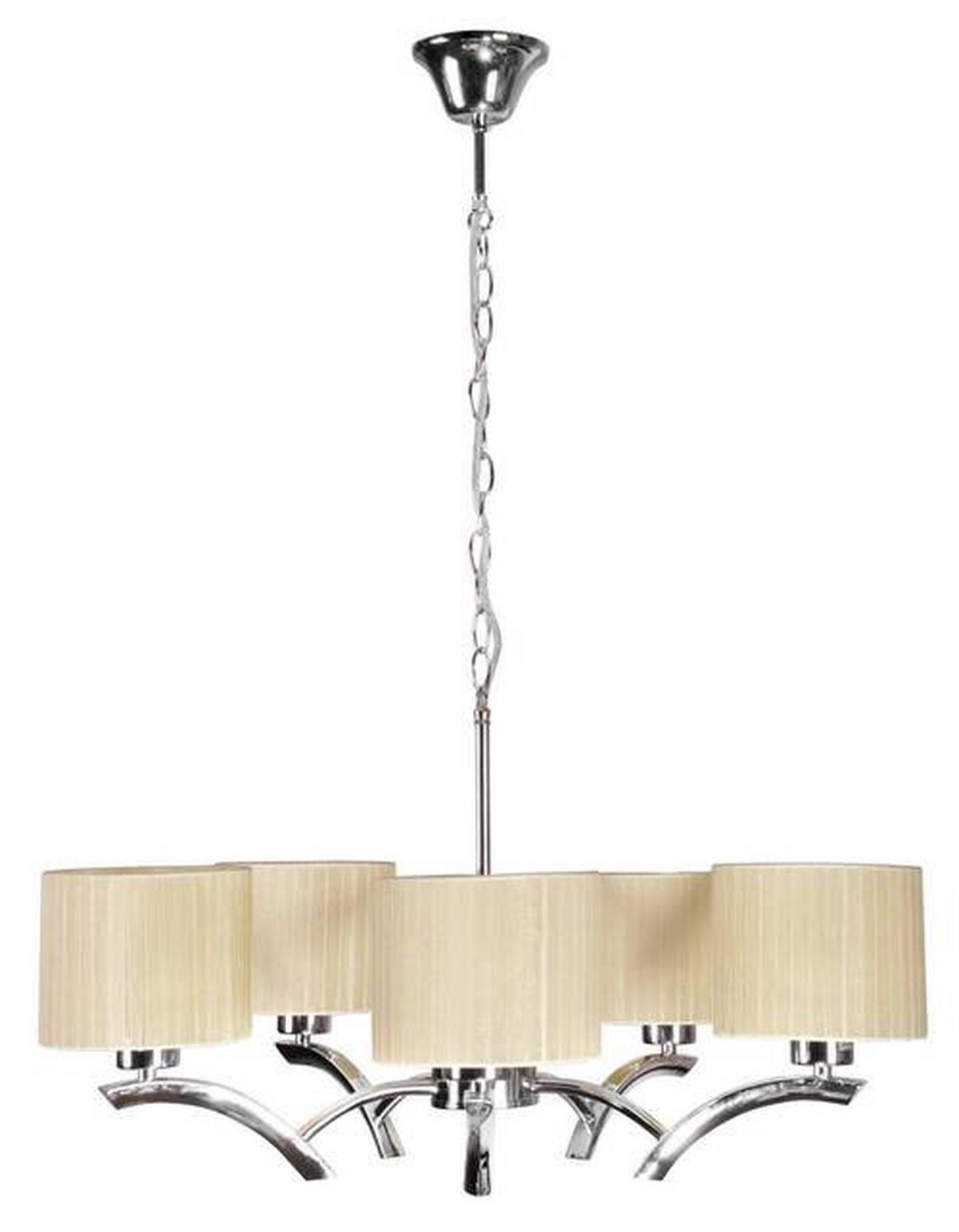 Pendelleuchte 35-04222 Draga - Chromfarben/Creme, KONVENTIONELL, Textil/Metall (58/58/95cm)