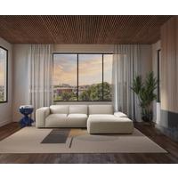 Ecksofa Hannah Creme 304x200 cm - Creme/Schwarz, Design, Textil (304/200cm) - MID.YOU