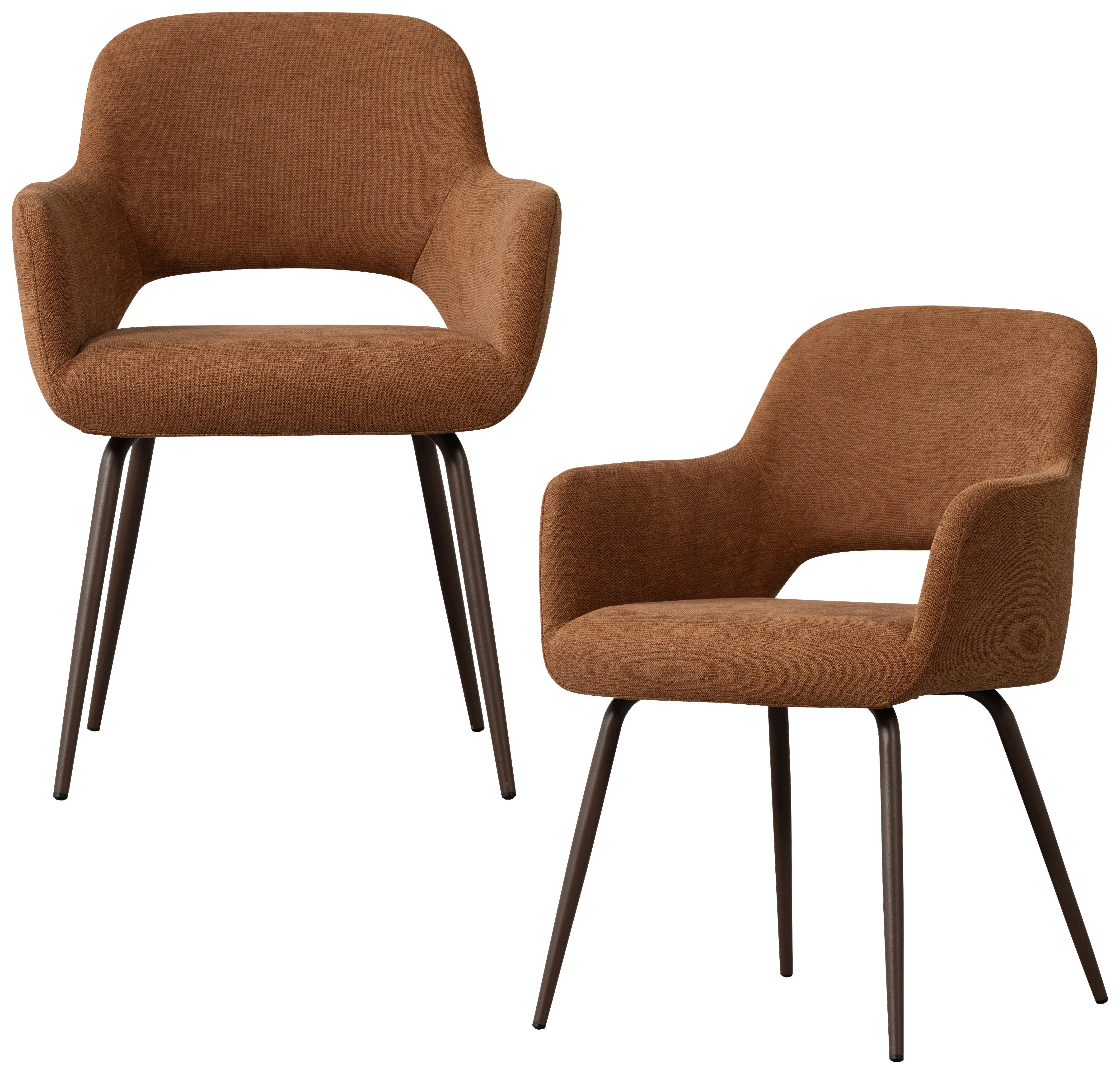 Armlehnstuhl-Set Jenny Braun B: 58cm - Dunkelbraun/Braun, MODERN, Textil/Metall (58/80/58cm) - Livetastic