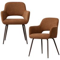 Armlehnstuhl-Set Jenny Braun B: 58cm - Dunkelbraun/Braun, MODERN, Textil/Metall (58/80/58cm) - Livetastic