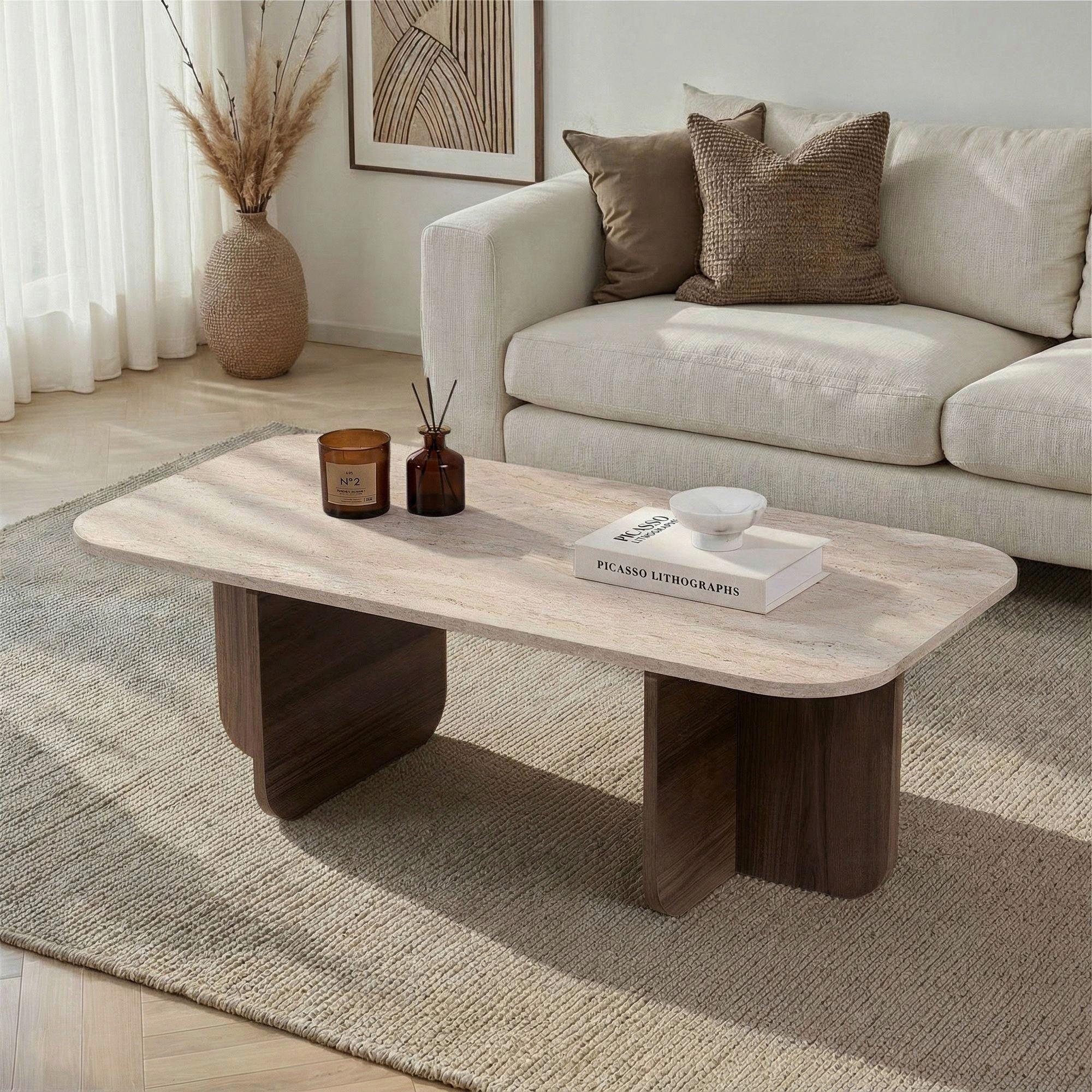 Couchtisch Akira Creme/Walnussfarben L: 120cm - Walnussfarben/Creme, Design, Holzwerkstoff (120/60/41cm) - MID.YOU