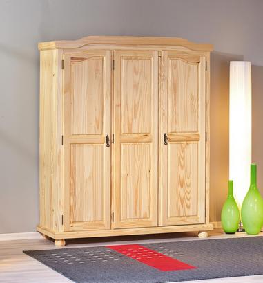 Dreitüriger Massivholzschrank in Kiefer Natur Dreitüriger Massivholzschrank in Kiefer Natur