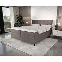 Boxspringbett Mitto mit Topper 180x200 cm - Taupe/Schwarz, KONVENTIONELL, Textil/Metall (180/200cm)