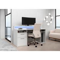 Gaming Tisch Mit Stauraum Und Aufsatz B 160cm H 91cm Tezaur - Weiß, MODERN, Holzwerkstoff/Kunststoff (160/91/72cm) - MID.YOU