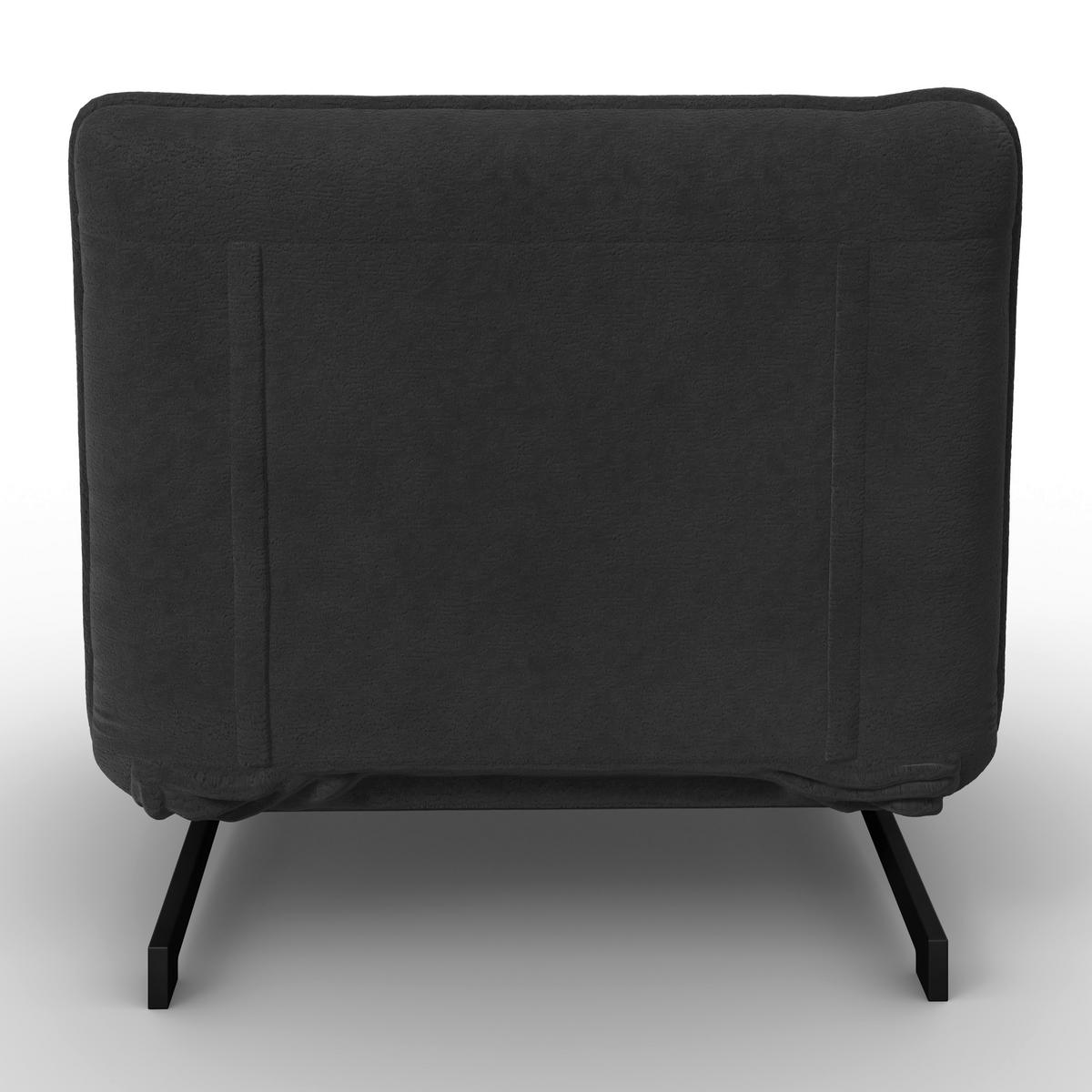 Rozkladacie kreslo LUNA, tmavosivé buklé, max.120 kg - čierna/tmavosivá, Modern, kov/textil (92/40/66cm) - Bessagi Home