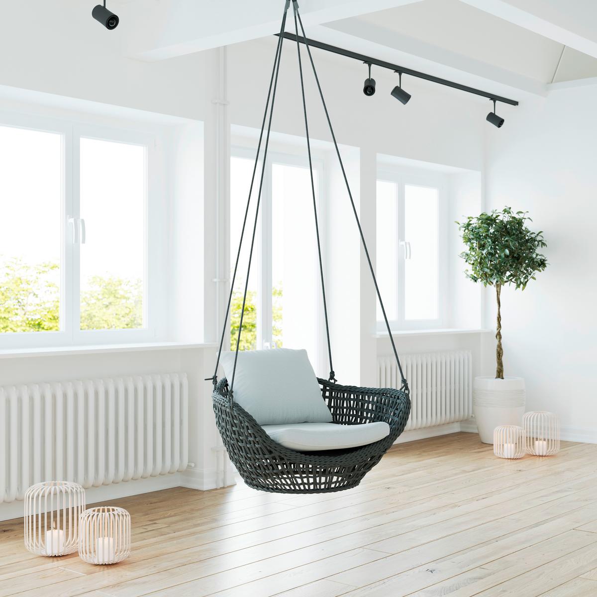 ZÁVĚSNÉ KŘESLO ELODIE - tmavě šedá/světle šedá, Moderní, kov/textil (83/73/48cm) - Bessagi Garden