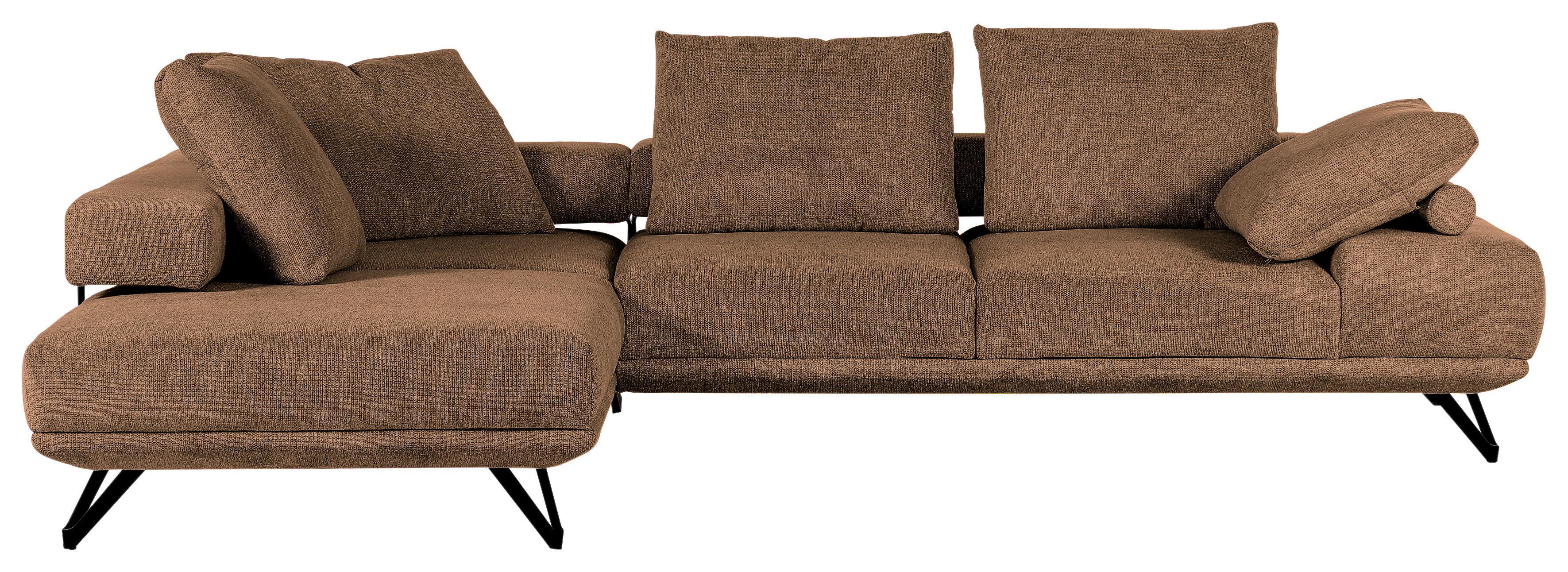 Ecksofa Bolzano - Cognac/Schwarz, KONVENTIONELL, Textil (240/310cm) - MID.YOU