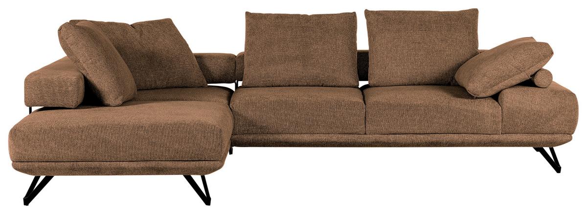 Ecksofa Bolzano - Cognac/Schwarz, KONVENTIONELL, Textil (240/310cm) - MID.YOU