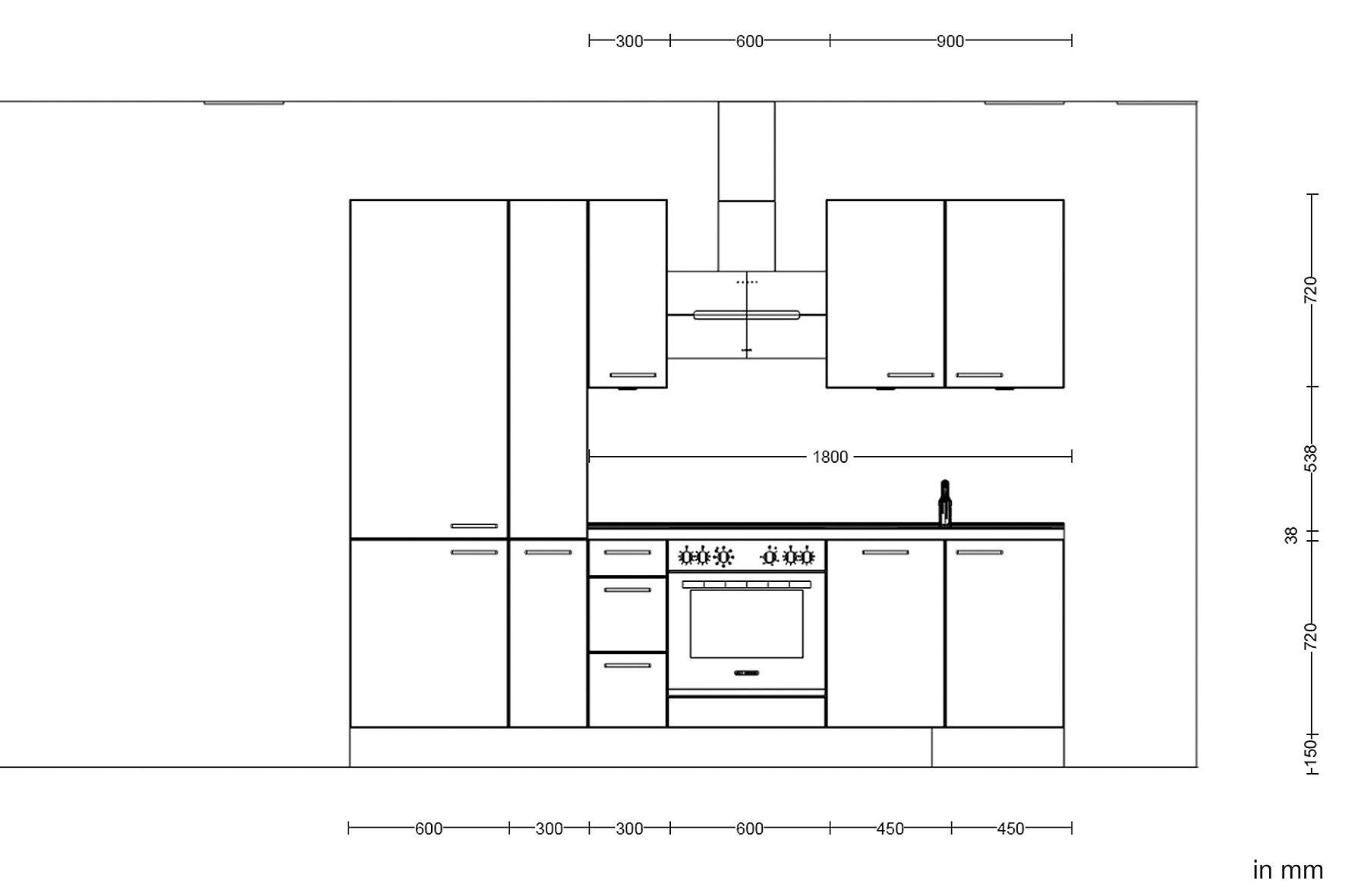 Kuchynská linka 270 cm, šedý betón/ kamenná šedá - sivá/farba ušľachtilej ocele, Modern, kov/kompozitné drevo (270cm) - Nobilia