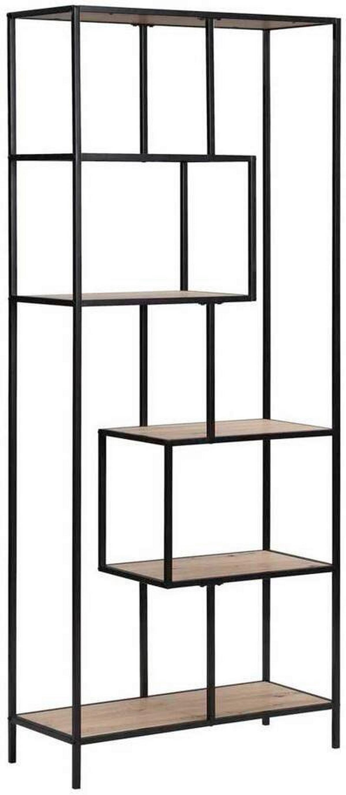 Polc Lilli 2 - natúr színű/fekete, Trend, faalapú anyag/fém (77/185/33cm)