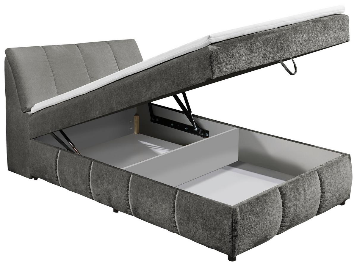 Boxbett Mit Topper+bettkasten 120x200cm Valencia - Schwarz/Graphitfarben, MODERN, Holzwerkstoff/Textil (120/200cm) - MID.YOU