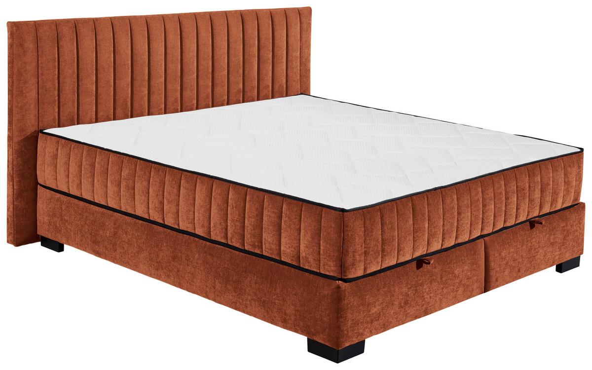 Boxbett Nagol C - Cognac/Schwarz, MODERN, Holzwerkstoff/Textil (180/200cm) - MID.YOU