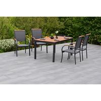 Gartentischgruppe Siena 5-Tlg. Aus Akazie, In Graphitfarbe - Graphitfarben/Grau, KONVENTIONELL, Holz/Textil - Gardenson