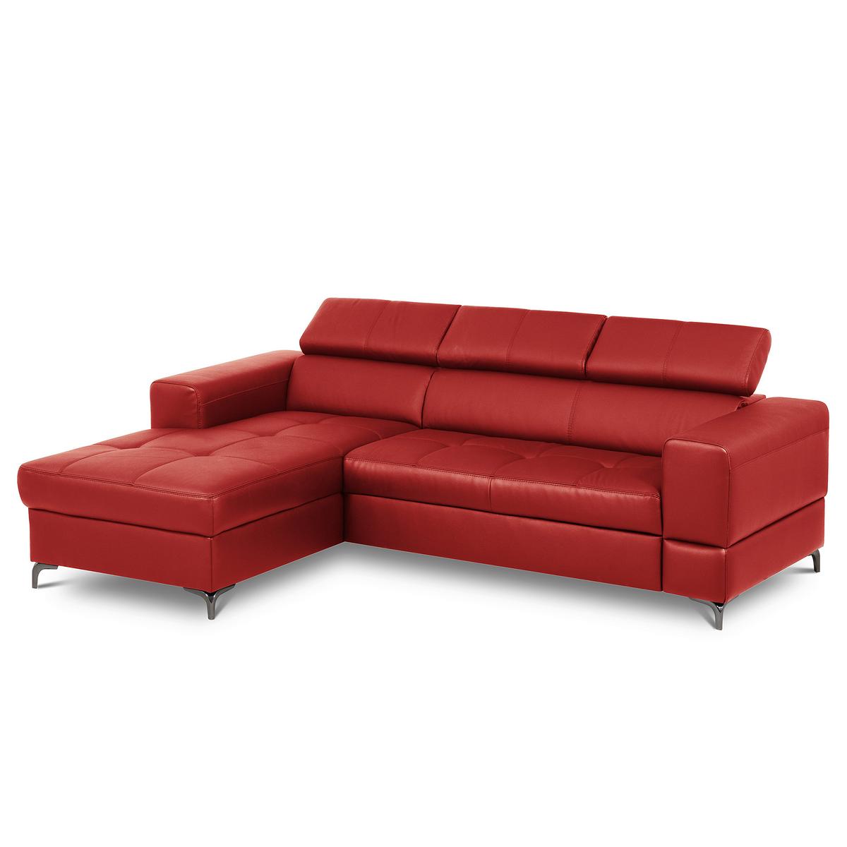 Ecksofa Torino Teilleder Rot 173x247 - Rot/Schwarz, Design, Leder/Textil (173/247cm) - Livetastic