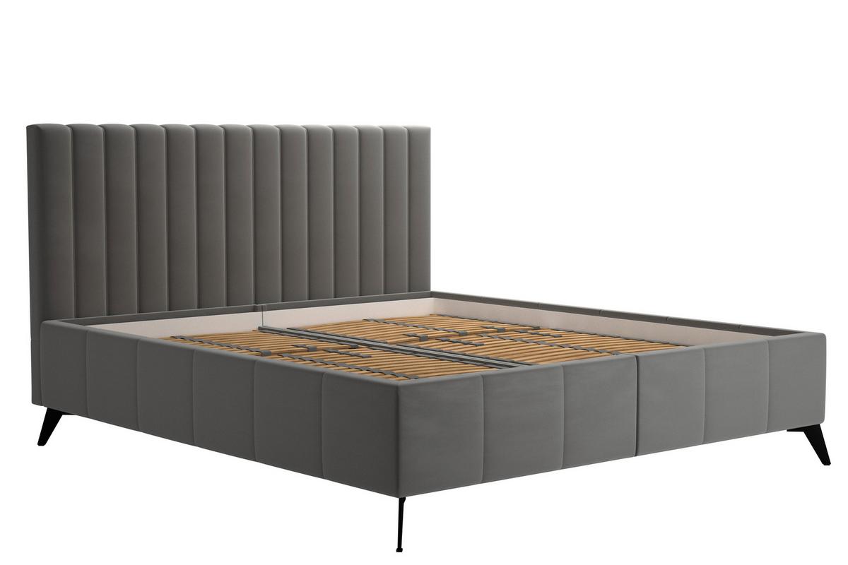 Manželská posteľ Vivien 2, 160x200, sivá - čierna/sivá, Modern, drevo/textil (160/200cm)