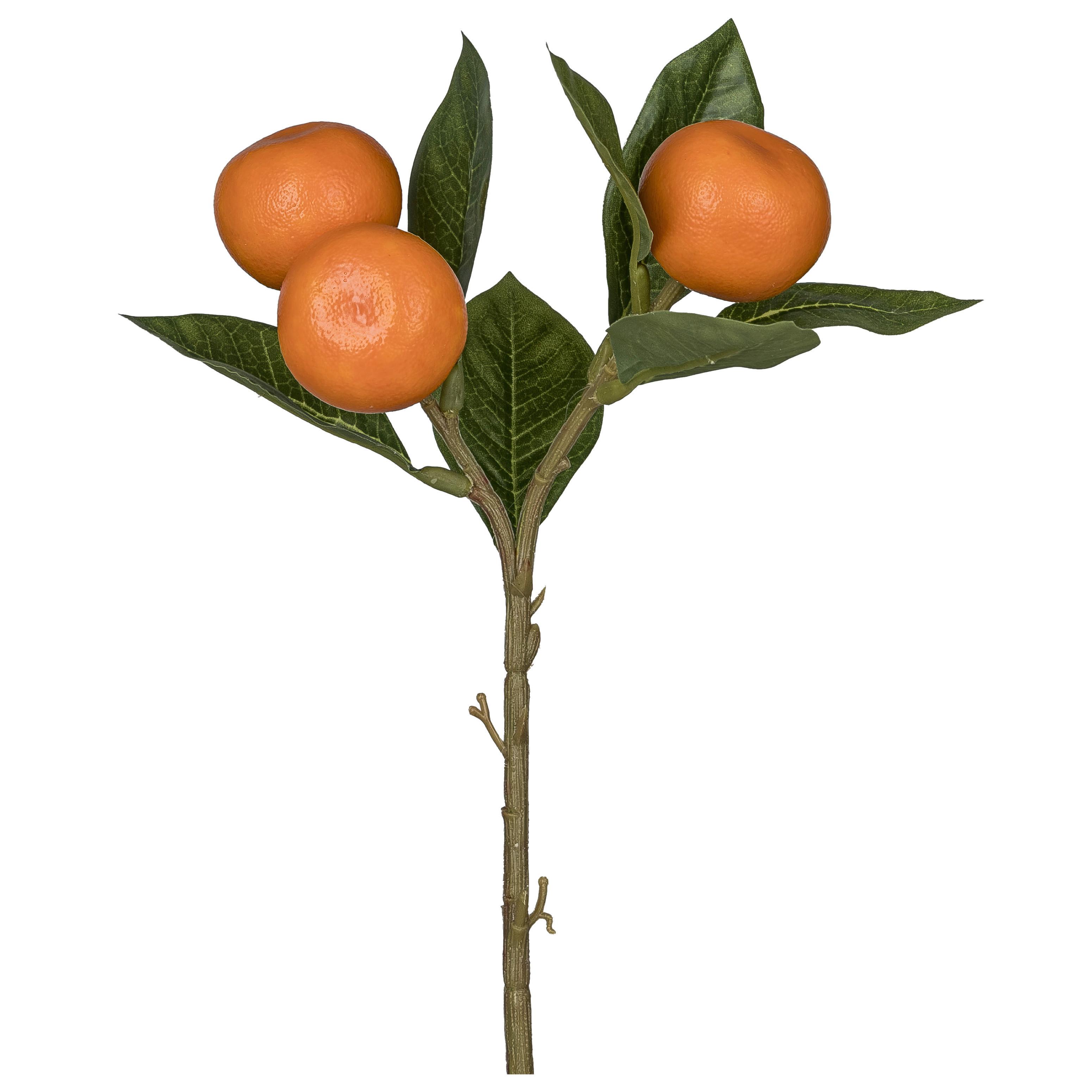 Dekorační větvička MANDARÍNKA, výška 25 cm - oranžová/zelená, Konvenční, plast (25cm) - Mömax