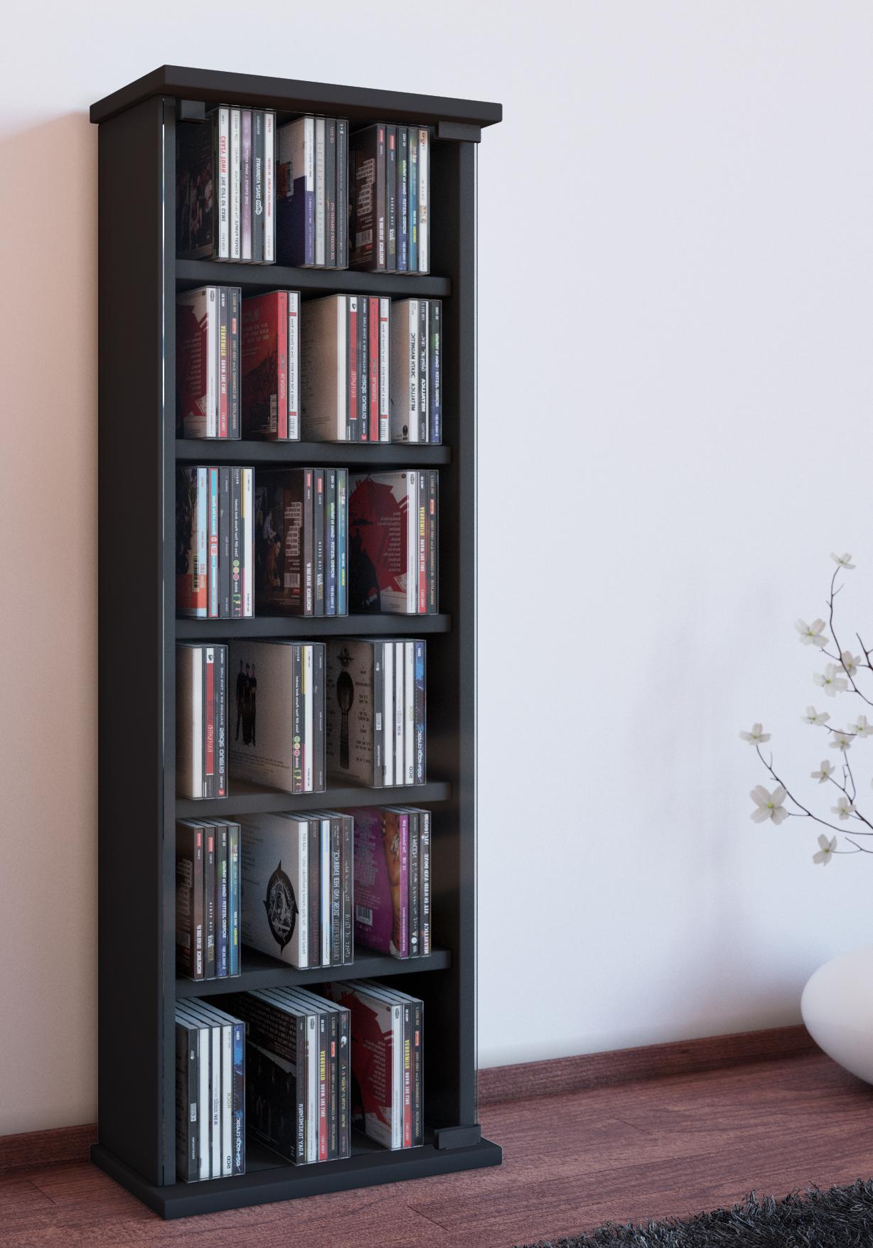 MID.YOU CD Regal mit Glastür Vetro 31 cm Schwarz