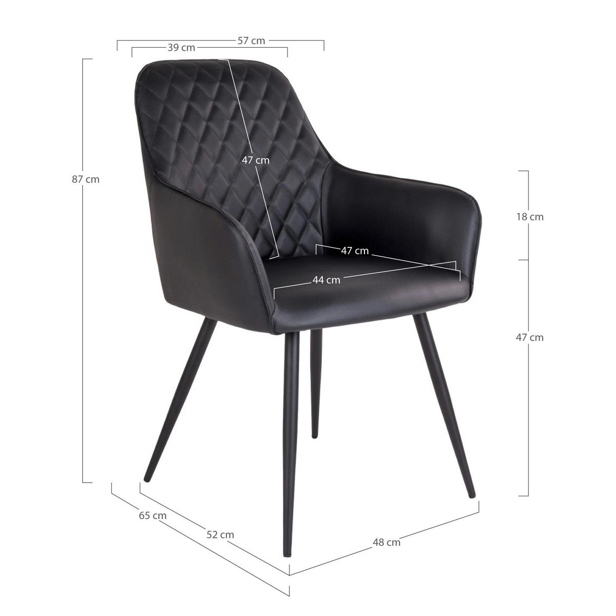 Armlehnstuhl-Set Harbo Schwarz B: 57 cm - Schwarz, MODERN, Textil/Metall (57/87/65cm) - MID.YOU