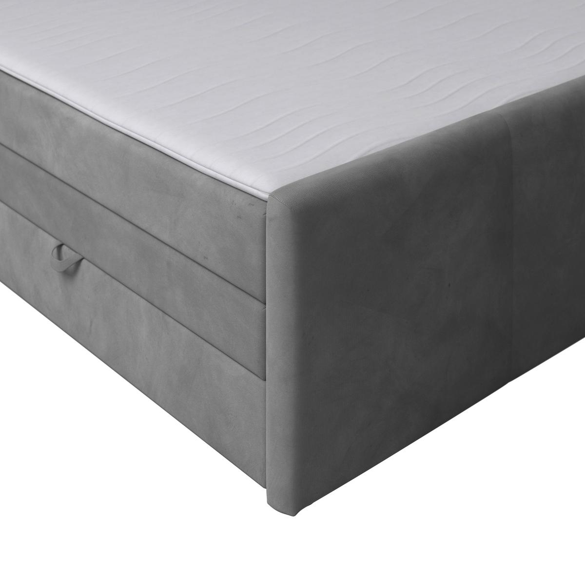Boxspringbett mit Bettkasten Bologna 180x200 cm Hellgrau - Hellgrau/Schwarz, MODERN, Holzwerkstoff/Kunststoff (180/200cm) - MID.YOU