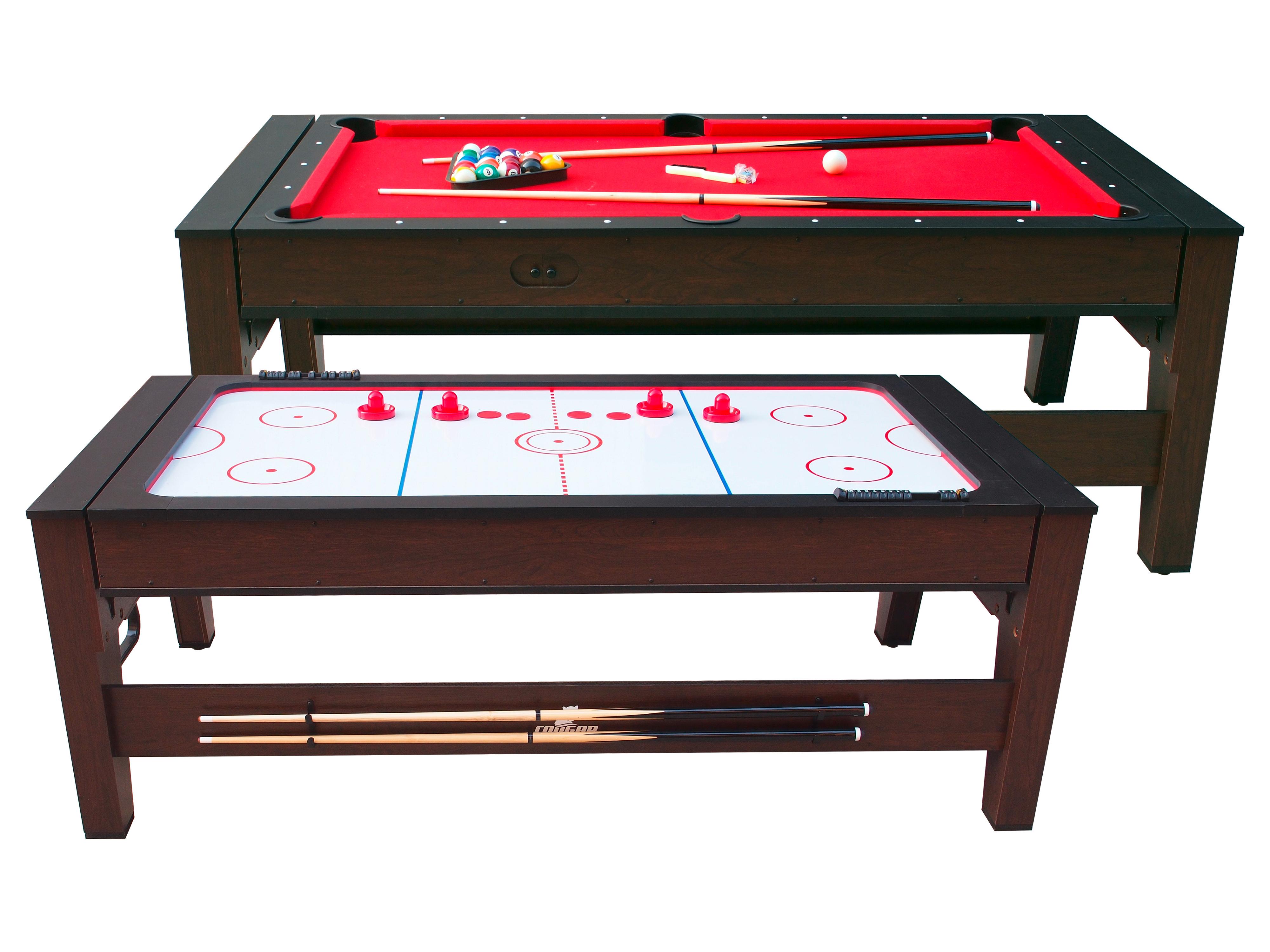 Multi-spieltisch Reverso Pool+ Airhockey, Braun/rot/weiß - Rot/Braun, KONVENTIONELL, Holz/Kunststoff (107/81/217cm) - Ambia Garden