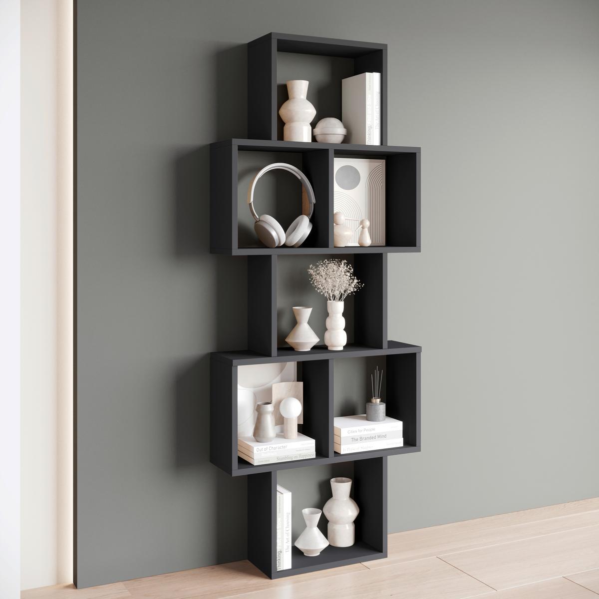 Wandregal Trio Schwarz B: 160,8cm - Schwarz, Basics, Holzwerkstoff (160,8/65/18cm)