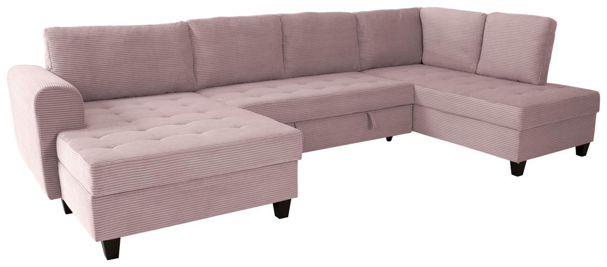 Wohnlandschaft Moritz Rosa U-Form:155x324x178 Cm - Rosa, Trend, Textil (155/324/178cm)