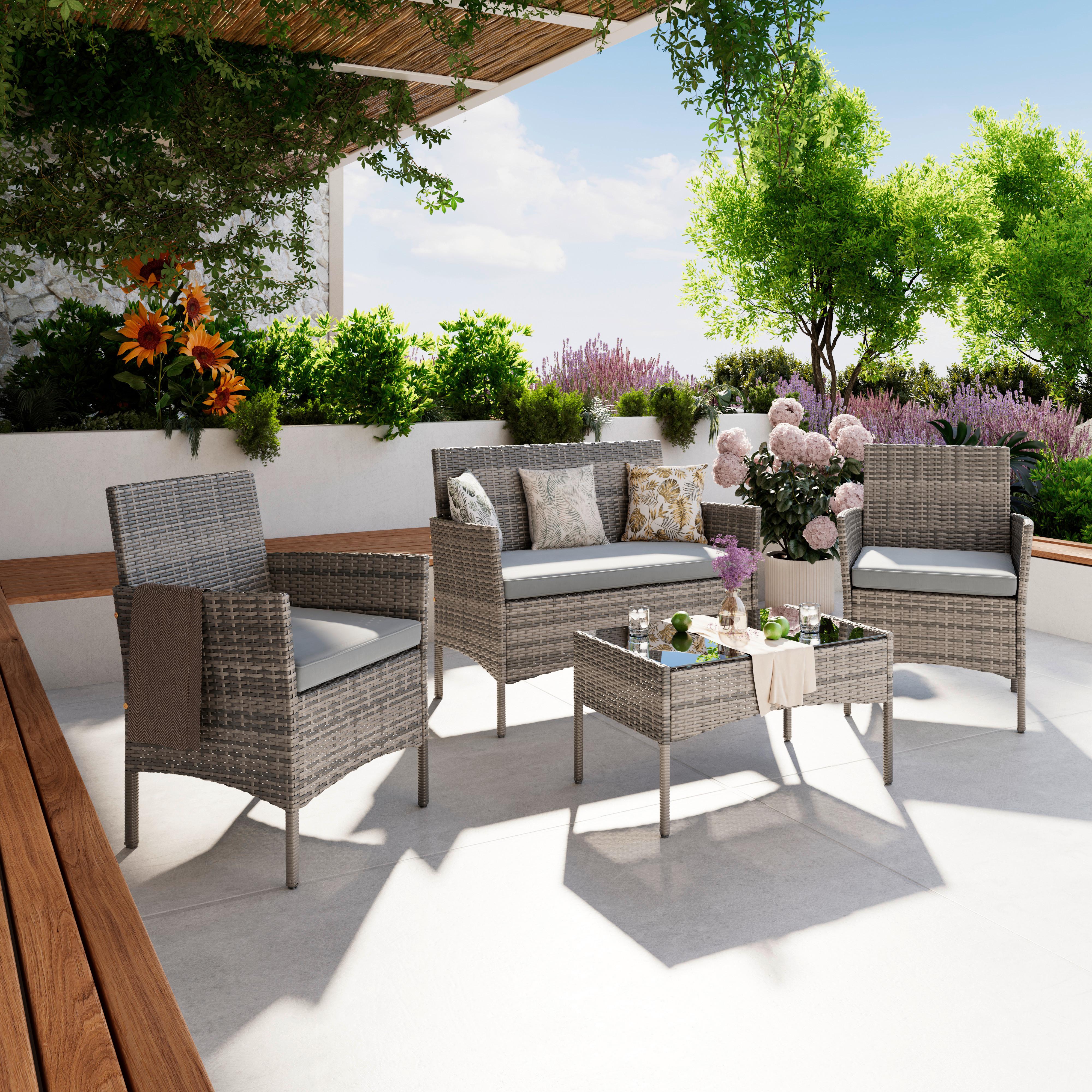 Loungegarnitur Cusco - Grau, MODERN, Kunststoff/Textil - Beldano