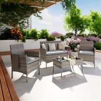 Loungegarnitur Cusco Metall/ Kunststoff - Grau, MODERN, Kunststoff/Textil - Beldano