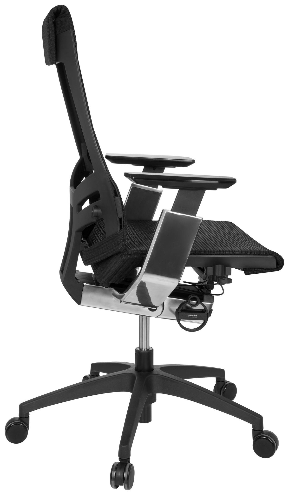 Drehstuhl Genidia Smart Black cm höhenverstellbar Schwarz - Chromfarben/Schwarz, MODERN, Kunststoff/Textil (70/112/55cm) - MID.YOU