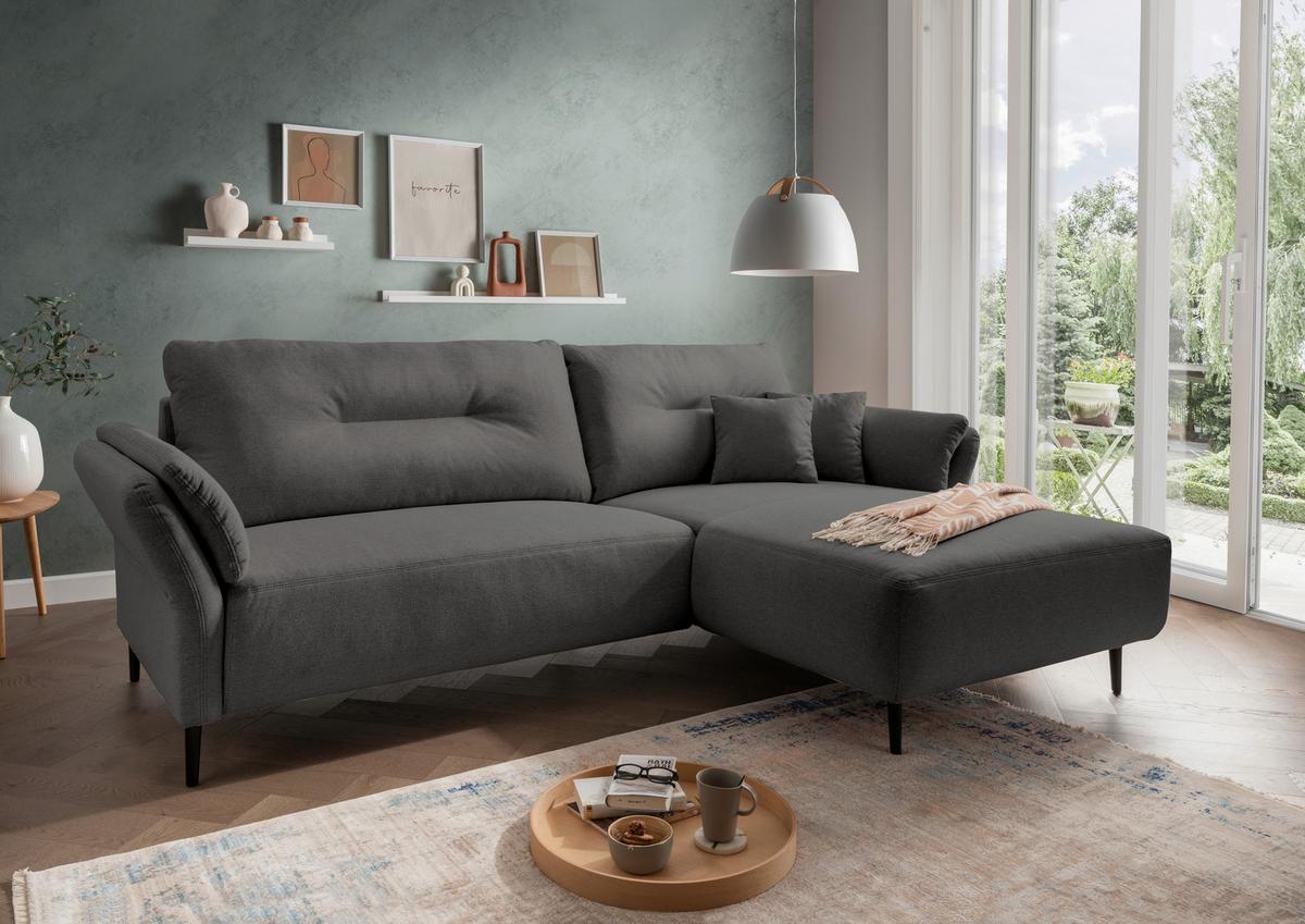 Ecksofa Piatelli Schwarz S: 269x172 Cm - Anthrazit/Schwarz, MODERN, Textil (269/172cm) - MID.YOU