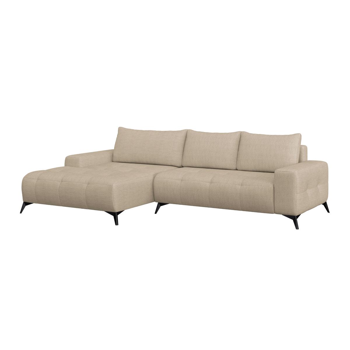 Ecksofa Mauro Beige, mit Schlaffunktion - Beige/Schwarz, Trend, Textil (175/290cm) - Luca Bessoni