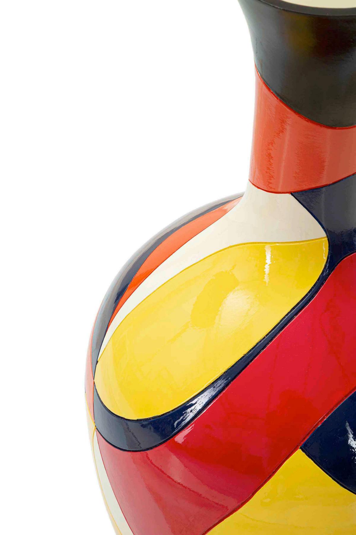 Vase Rubic Gelb/Rot/Schwarz B: 29 cm - Gelb/Rot, Basics, Kunststoff (29/59/29cm)