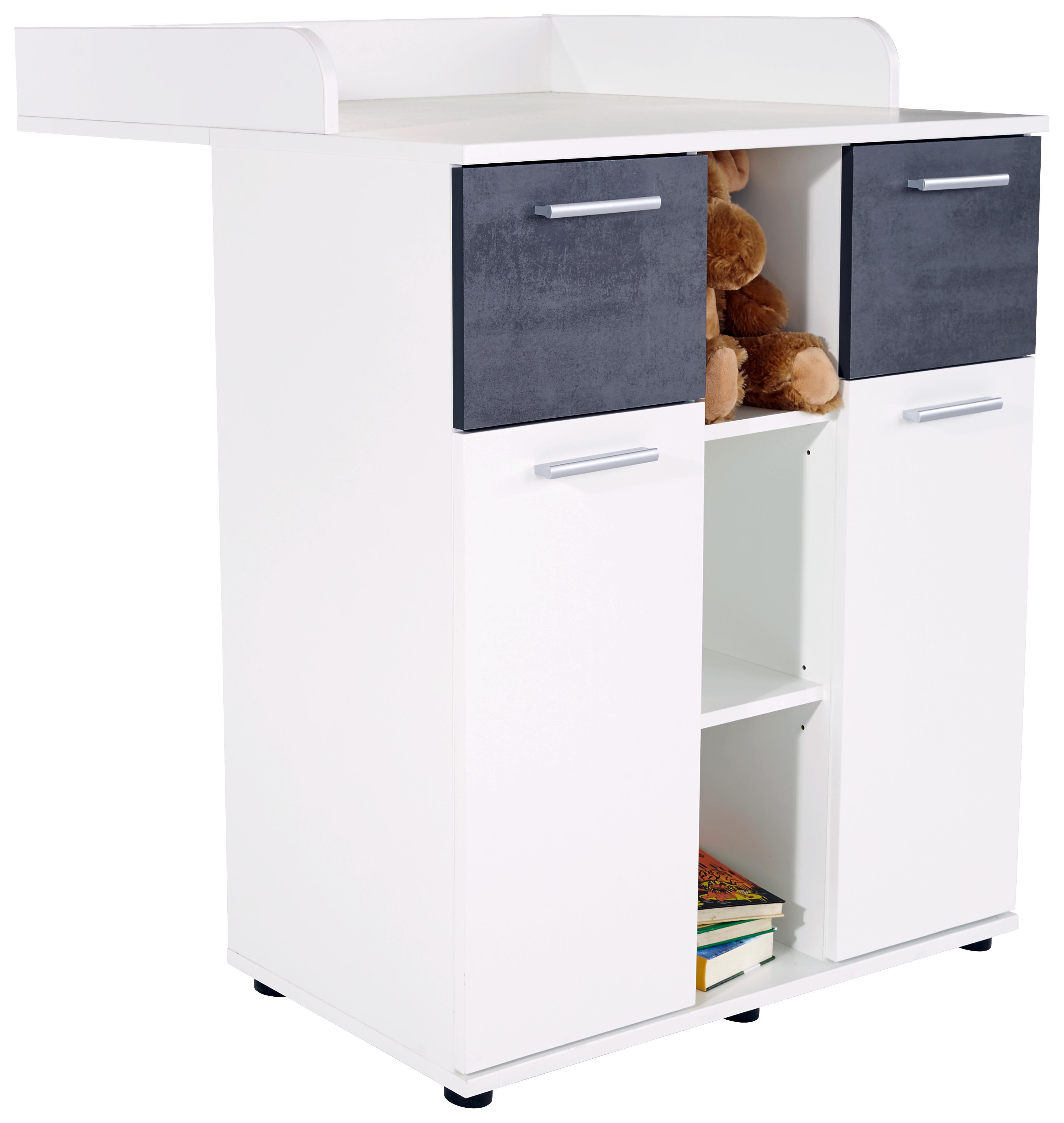 Pelenkázó Komód Star - Fehér/Sötétszürke, konvencionális, Faalapú anyag (89/100,9/78cm)