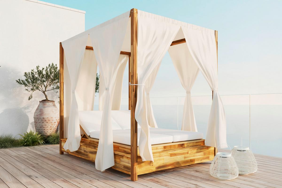 ZÁHRADNÁ POHOVKA MARTA - svetlosivá, Modern, drevo/textil (154/195/218cm) - Bessagi Garden