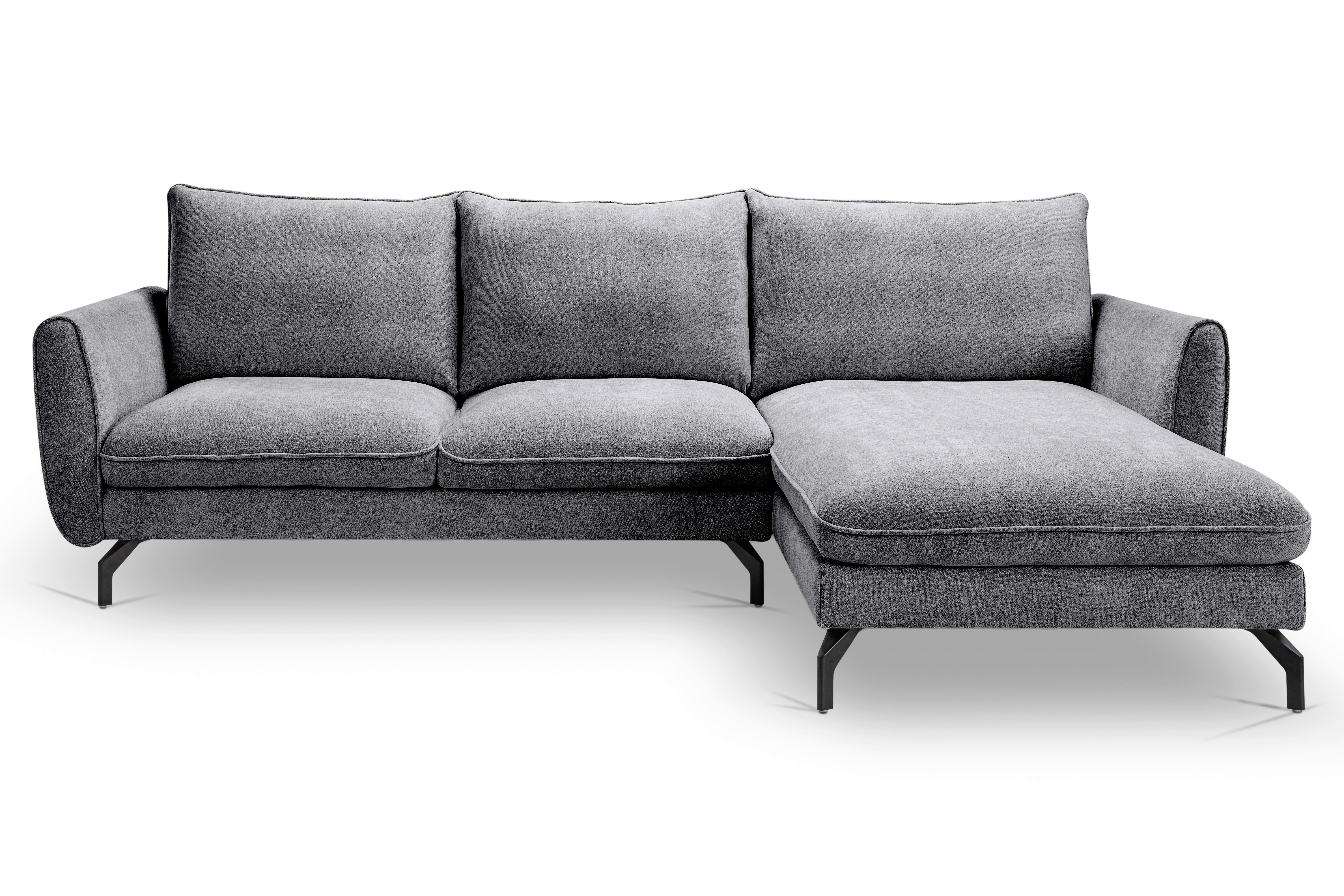 Ecksofa Toronto Grau S: 259x165cm - Schwarz/Grau, Basics, Holz/Textil (259/165cm) - MID.YOU