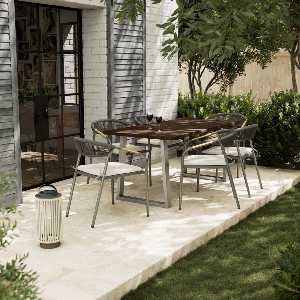 Sada záhradných kresiel BENICIO - sivá/prírodná farba, Modern, kov/textil (56/80/64cm) - Bessagi Garden