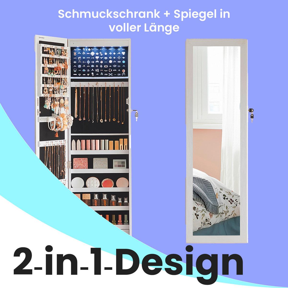 Schmuckschrank Weiß B: 37 Cm - Weiß, Basics, Holzwerkstoff/Metall (37/110/10cm)