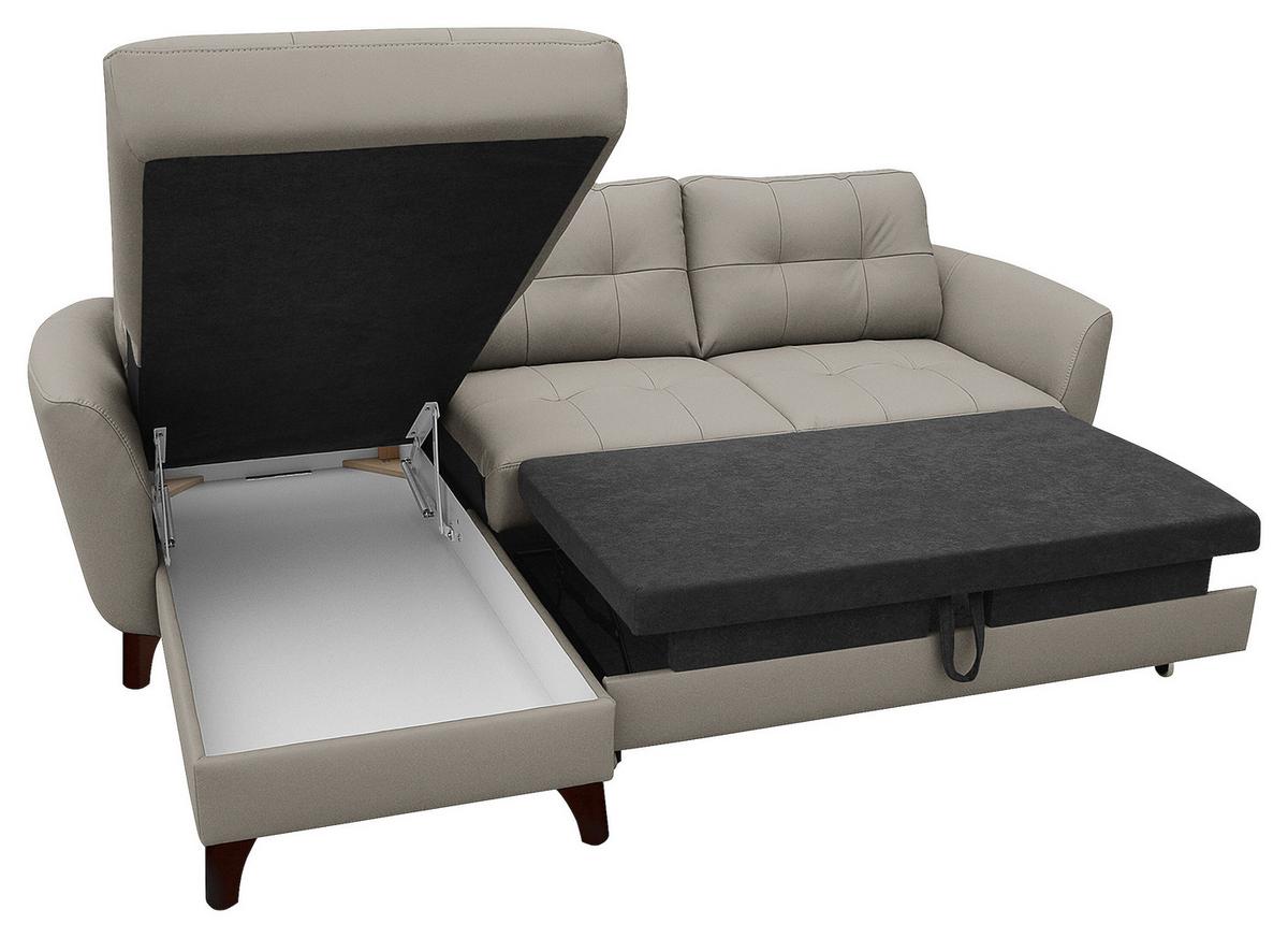 Ecksofa Nordic Plantinfarben S: 168x238 cm - Platinfarben/Buchefarben, Design, Leder/Textil (168/238cm) - Livetastic