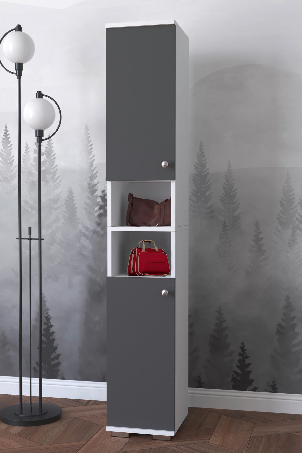 Schuhschrank Gados Anthrazit B: 30 cm - Anthrazit, MODERN, Holzwerkstoff (30/178/33cm) - MID.YOU