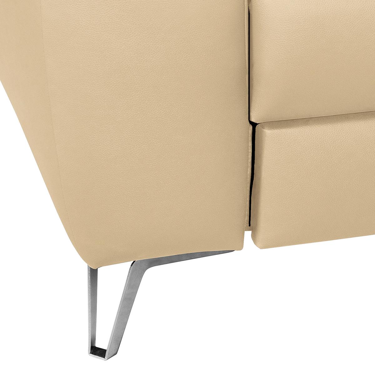 Ecksofa Santos Beige S: 241 Cm - Chromfarben/Beige, Design, Leder/Textil (241/168cm) - Livetastic