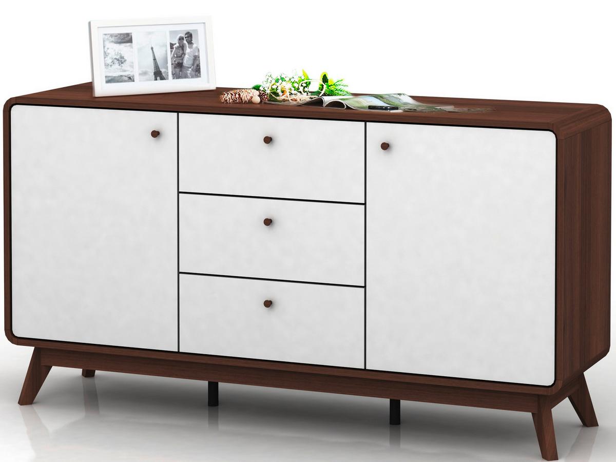 Siedeboard Cassie Weiß Eiche Dekor B: 140 cm - Walnussfarben/Weiß, Design, Holz/Holzwerkstoff (140/75/39cm) - MID.YOU