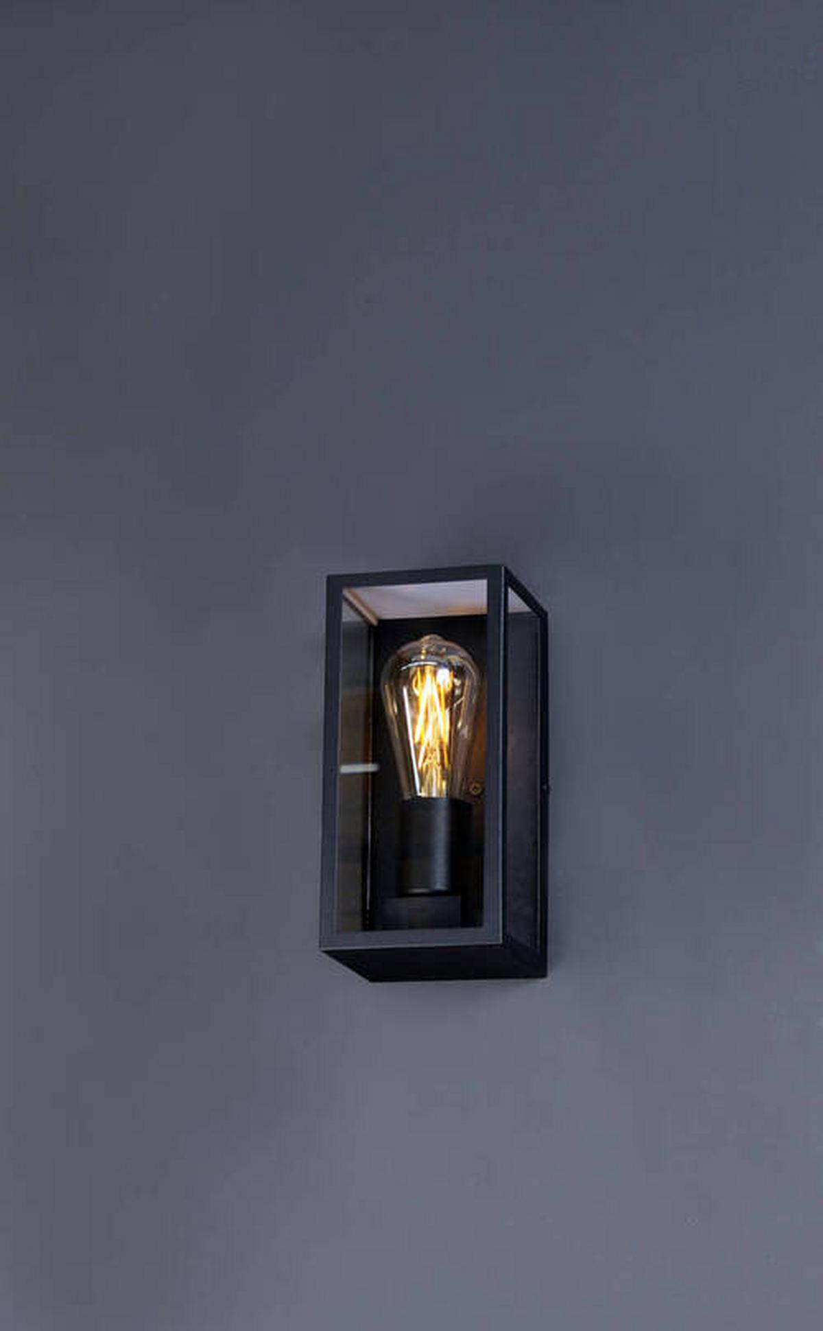 Außenwandleuchten Karo 60w Flachglas, Aluminium - Klar/Schwarz, Basics, Glas/Metall (11/23,6/11cm)