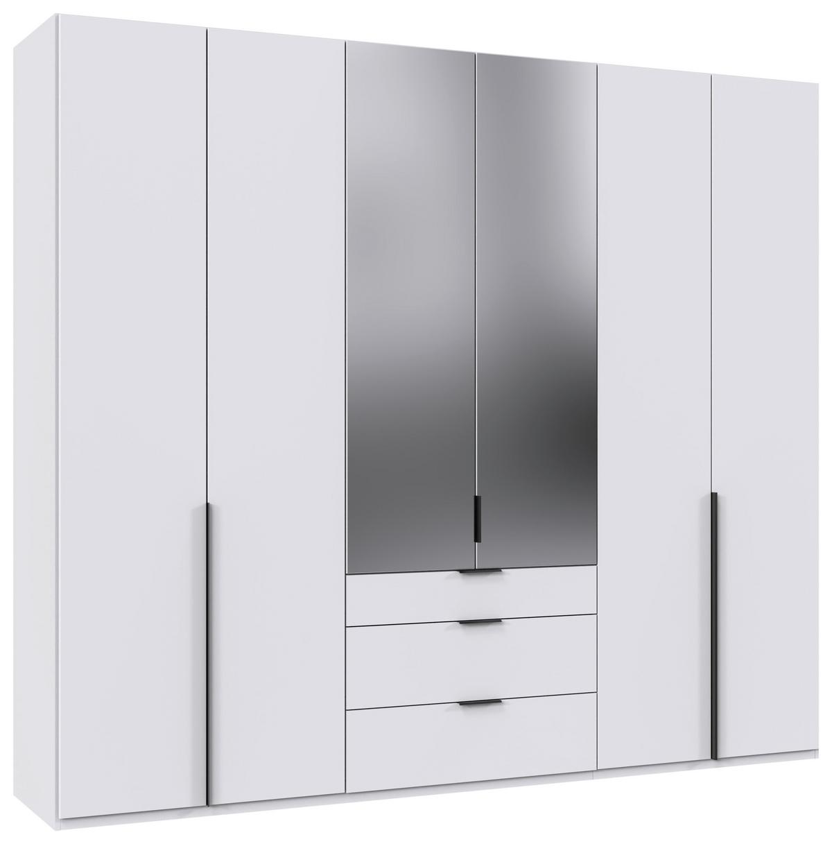 Drehtürenschrank Ny A Black, Weiß B: 270 cm - Weiß, MODERN, Glas/Holzwerkstoff (270/236/58cm) - MID.YOU