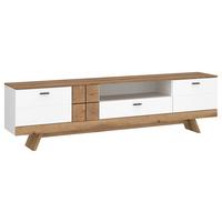 Tv-element Oreta B: 216 Cm Weiß Hochglanz/eichefarben - Eichefarben/Weiß Hochglanz, MODERN, Holzwerkstoff (216/61,7/45cm)