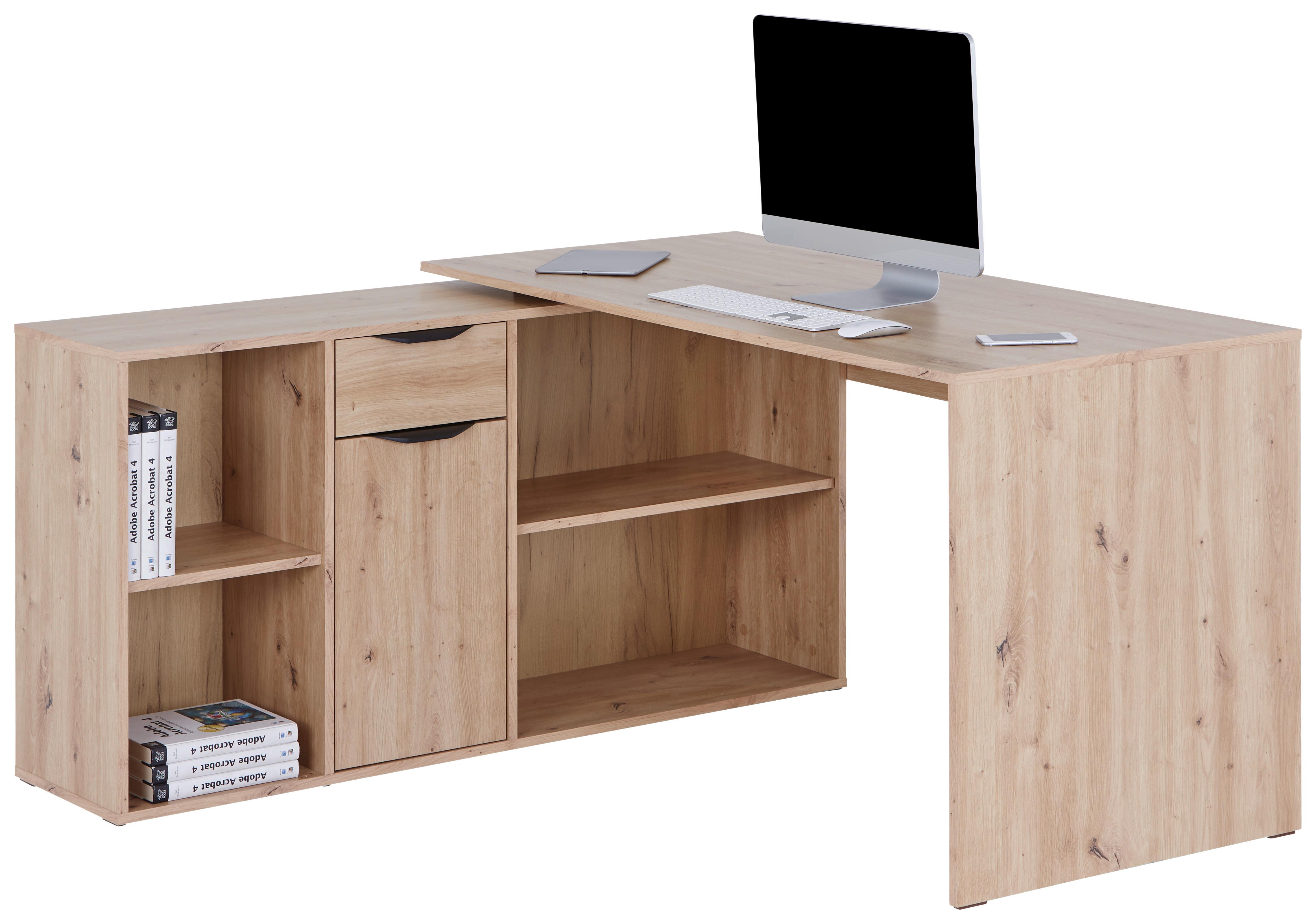 Schreibtisch Mx 195 - Eiche Artisan/Weiß, MODERN, Holzwerkstoff (136,8/74,2/135cm)