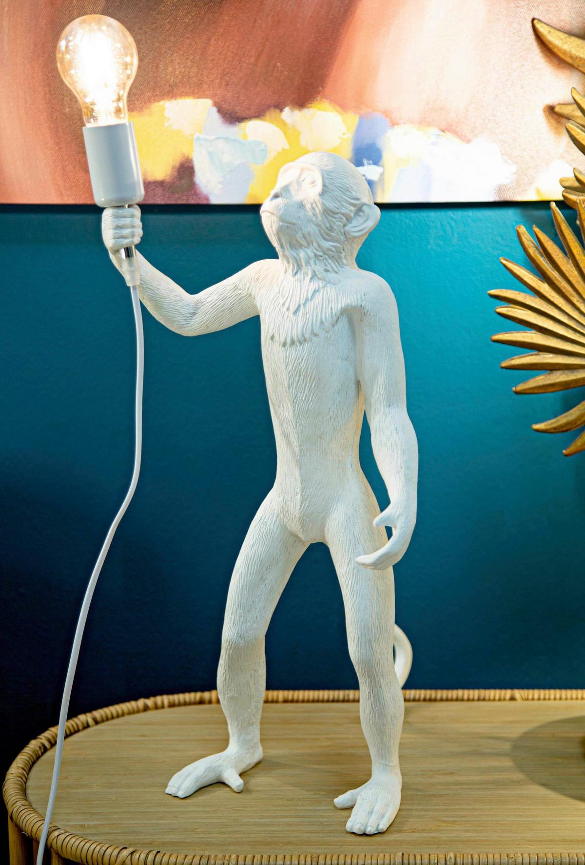 Tischleuchte Monkey White Weiß B: 20 cm - Weiß, Basics, Kunststoff (20/64/20cm)