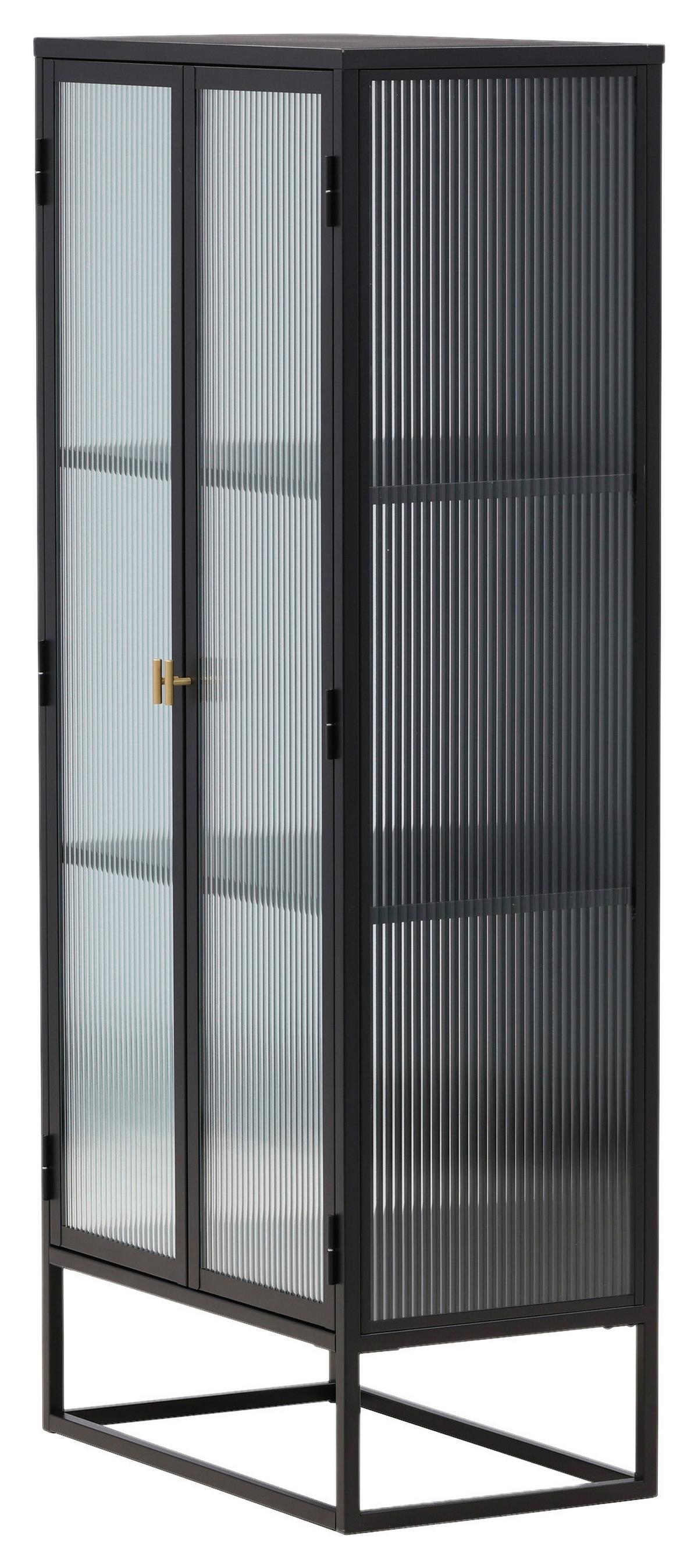 Highboard Garis - Schwarz, Design, Glas/Metall (70/160/40cm) - Livetastic