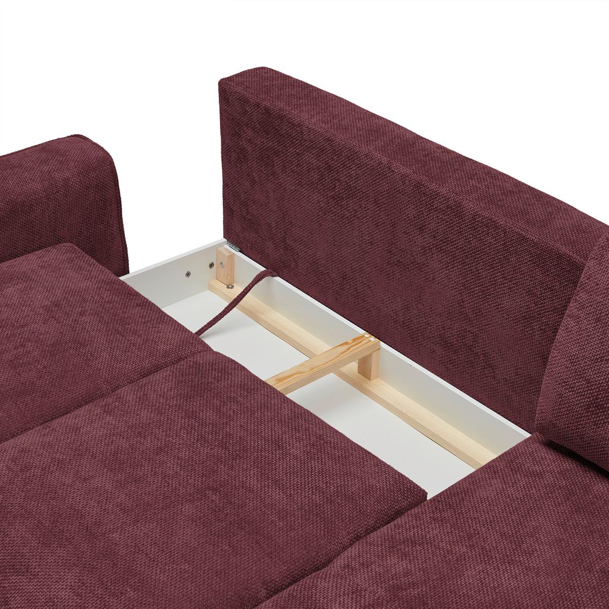 Rohová sedačka CUSTOM, pravá, bordová žinylka - bordeaux/černá, Moderní, kov/textil (255/164cm) - Mömax