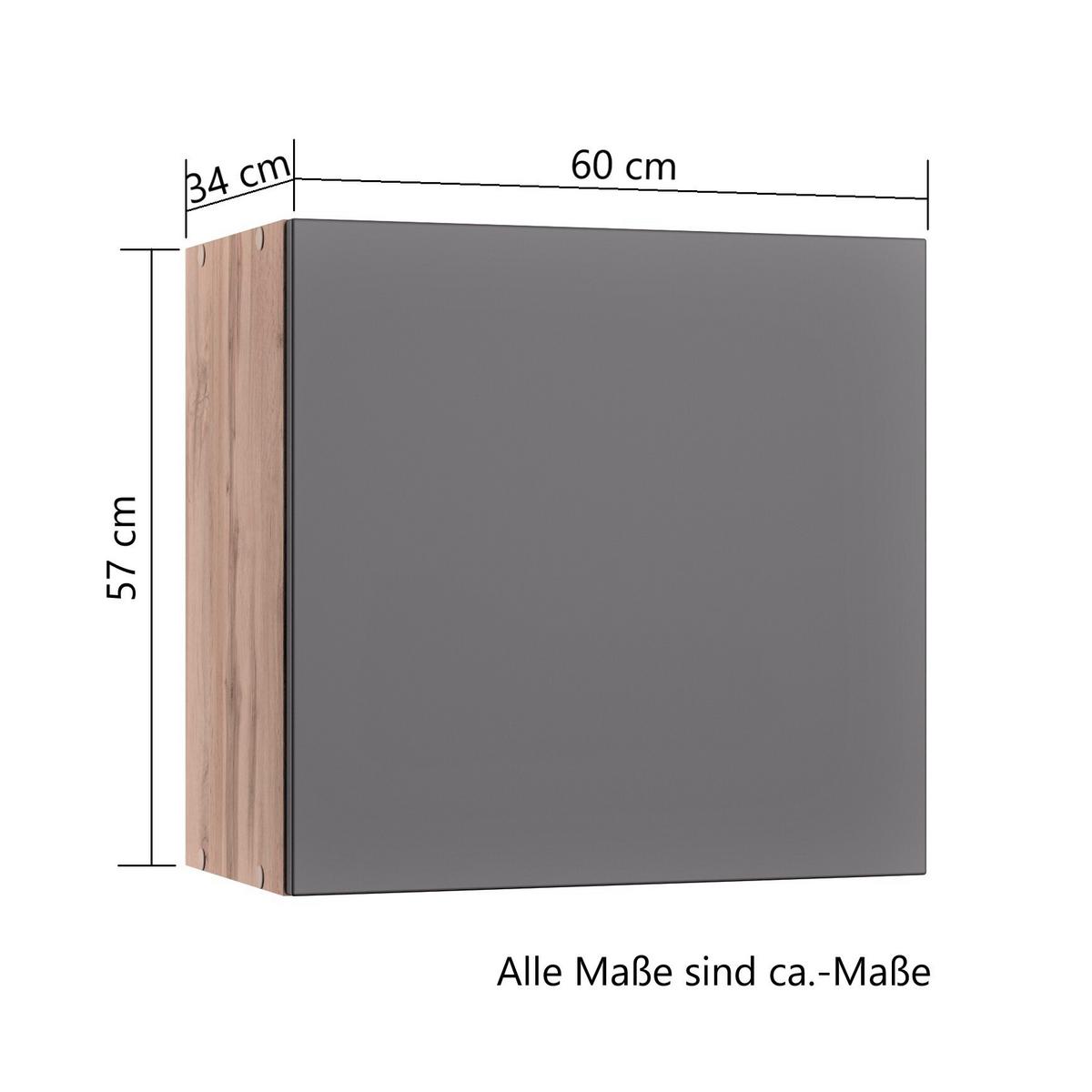 Küchenoberschrank Turin B:60cm Grau/Eiche Dekor - Eiche Wotan/Grau, Design (60/57/34cm) - Held