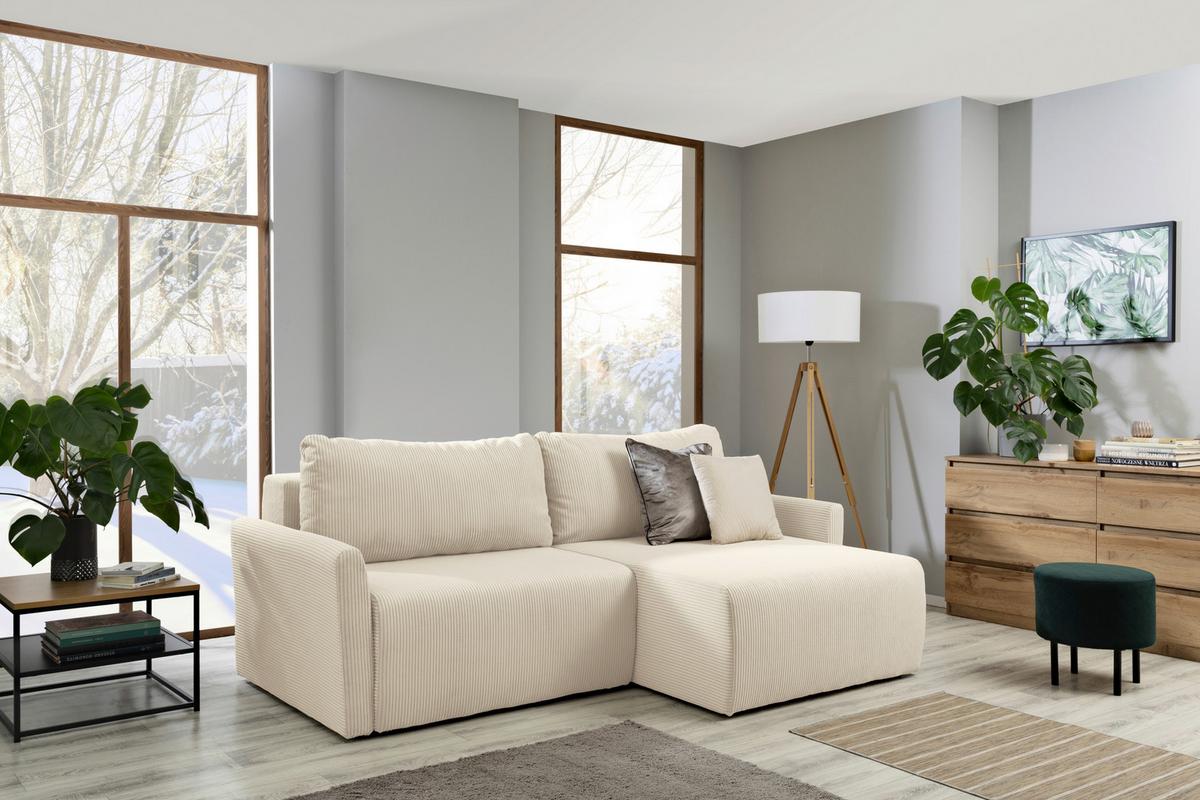 Ecksofa Mit Schlaffunktion Sonos, Beige 228x146 Cm - Ecru/Beige, MODERN, Textil (228/146cm)